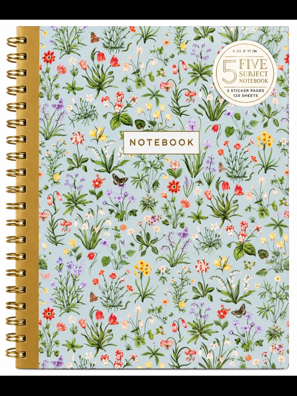 James  Burke Spring Floral Spiral Notebook with Elastic Closure